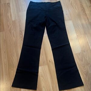 Black junior dress pants wide leg side pockets fake back pockets front closure 5